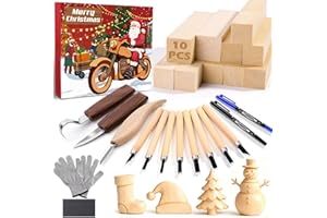 Vellibring Christmas Wood Carving Kit, 24Pcs Carving Tools with Christmas Surprise Present,Whittling Knife Kit with 3 Block Carving Knives Advent Calendar 2025 for DIY Aldult Beginners Hobby