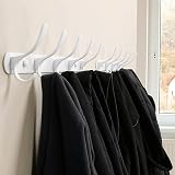 SKOLOO Modern Wall Coat Rack 5 Hooks Pack of 2 White Metal view 3