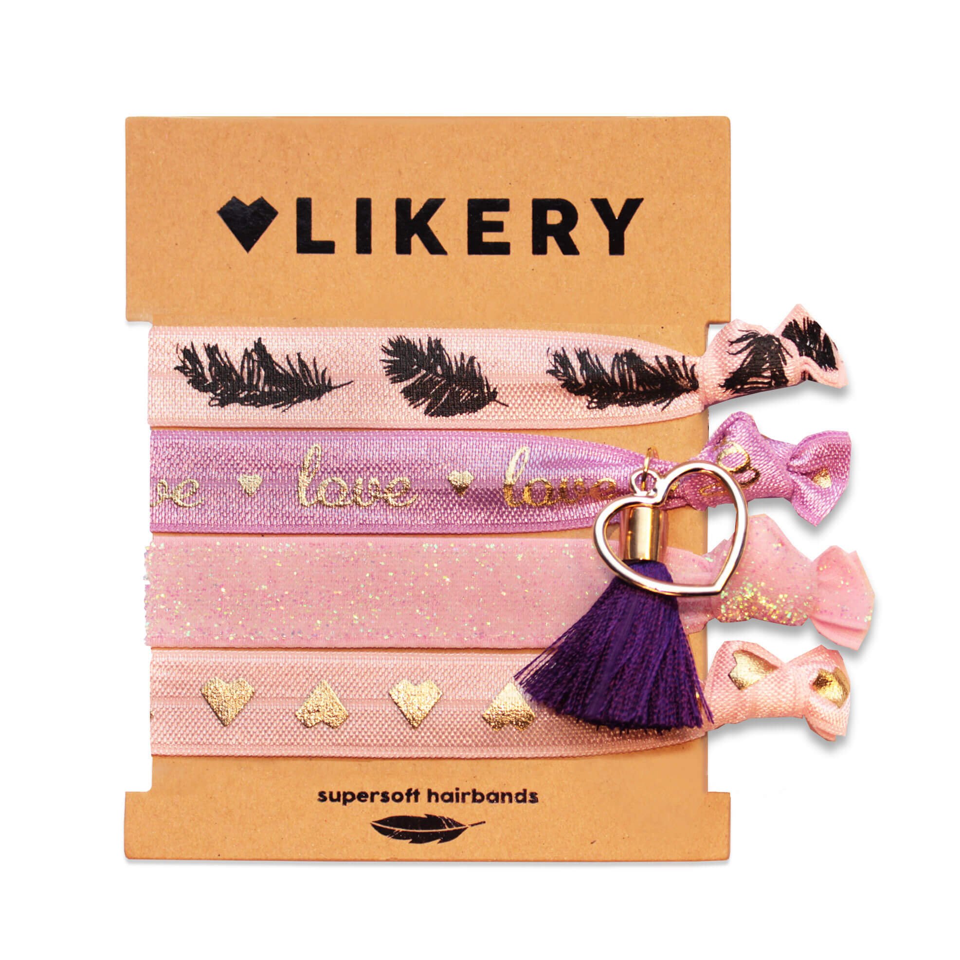 Supersoft hair bands | Bracelets | Gifts for women Children Girls | Printed hair bands | Bracelet shimmering fabric with glitter and cute pendants | Color: Lavendula