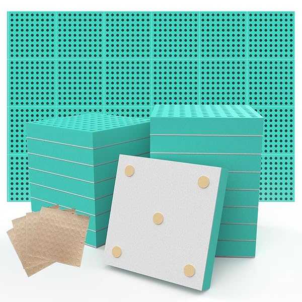 SOUND PROOF FOAM PANELS FOR WALLS, LET YOUR LIFE BE FREE FROM NOISE DISTURBANCES, AND FULLY ENJOY THE QUIET AND PLEASANT MOMENTS.(FW-L 12″ × 12″ × 1″, PACK OF 24)