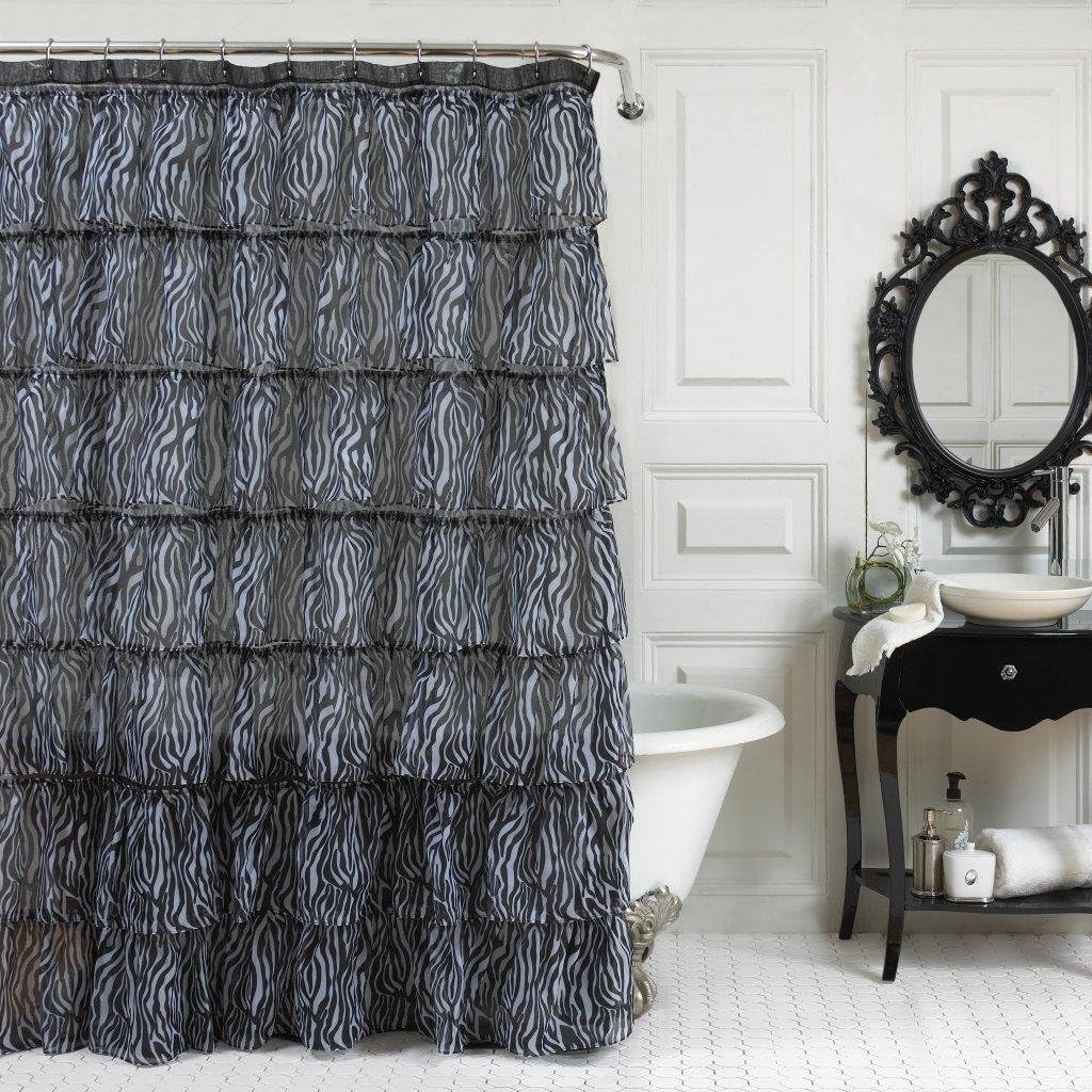 Lorraine Home FashionsGypsy Zebra Shower Curtain, 70 by 72-Inch, White/Black