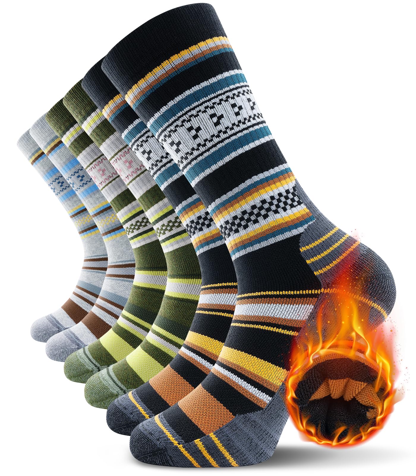 RUIXUE Merino Wool Hiking Socks for Men Women | OEKO-TEX & GRS Certified | Seamless Toe, Terry Cushioned, Odor-Resistant, Breathable Soft Stretch Thermal Warm Boot Sock - 3 Pairs Image