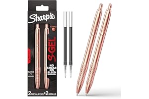 Sharpie S-Gel, Gel Pen, Copper Metal Body, Medium Point (0.7mm), Black Ink, Includes 2 Pens and 2 Additional Ink Refills