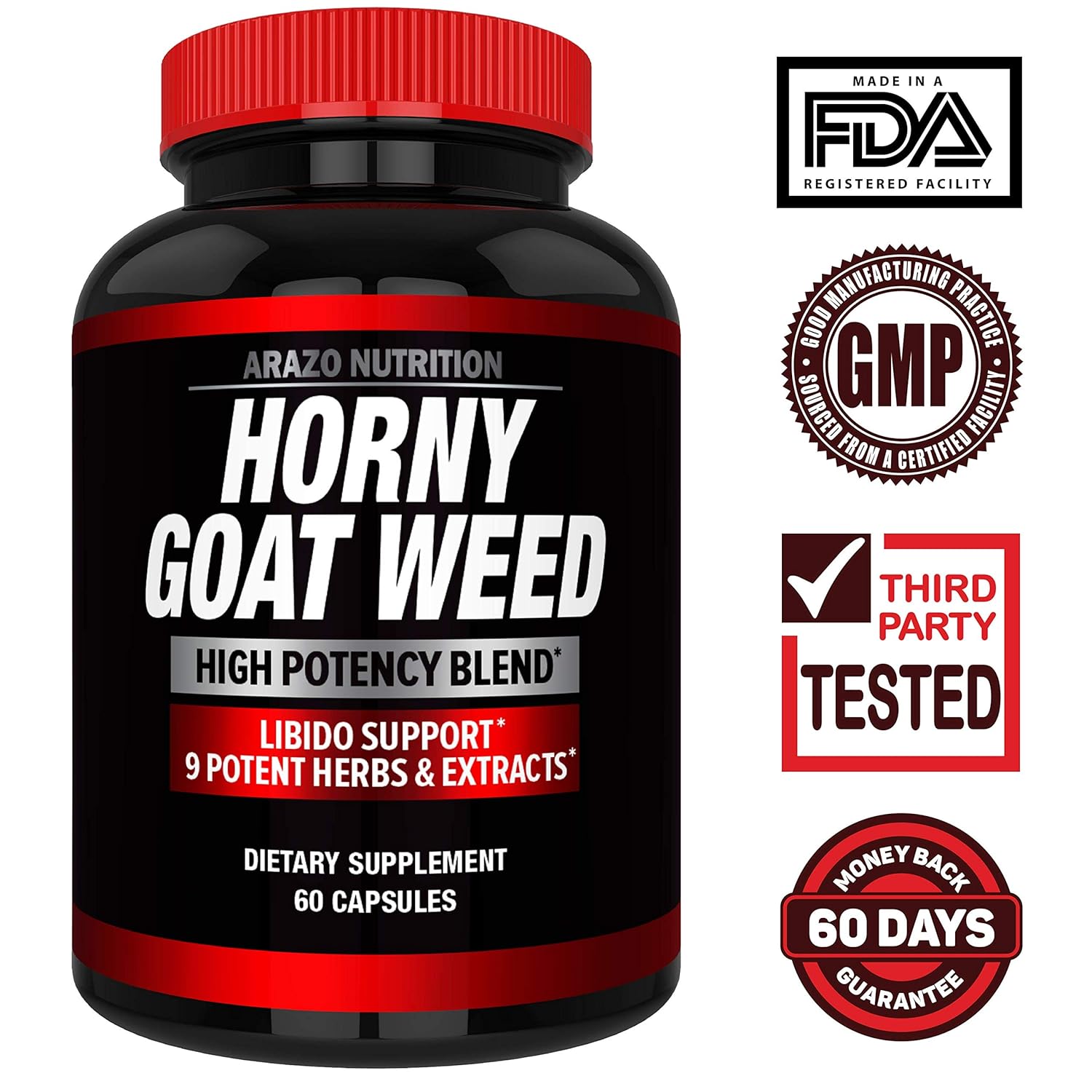 PREMIUM Horny Goat Weed Extract with Maca Root, Ginseng, Muira Puama