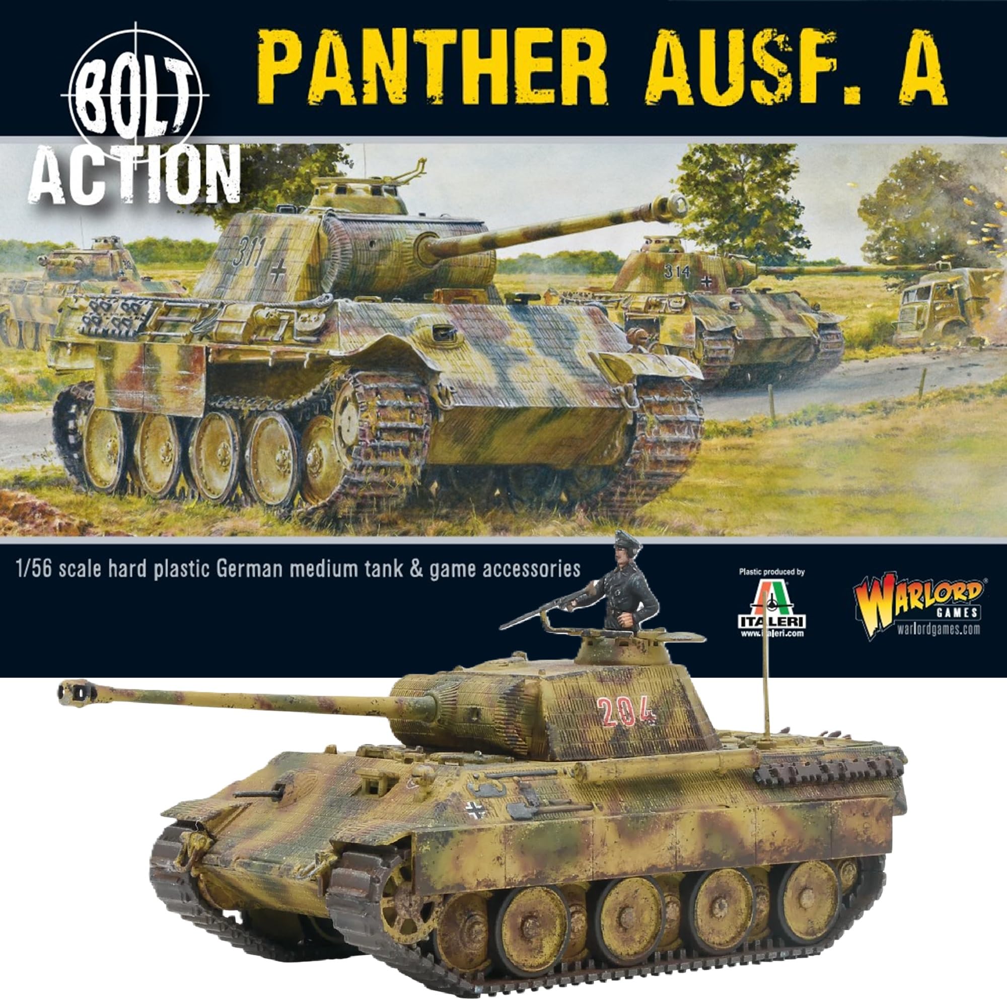 Warlord Games German Army Panther Ausf A - 1:56 / 28mm Plastic Scale Model Tank for Bolt Action Highly Detailed World War 2 Miniatures for Table-top Wargaming
