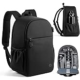 llano Compact Camera Backpack for DSLR/SLR/Mirrorless,Photography Bag with Laptop Slot (for 14" MacBook) & Tripod Holder, Ideal for Travel & Outdoor (for Canon, Nikon, Sony), Small, Black,10L Capacity
