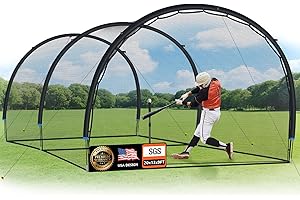 ORIENGEAR Baseball Batting Cage 13/20/30ft for Backyard, Baseball Training Equipment Netting Cages, Golf Softball Baseball Nets for Batting with Frame and Net, Hitting and Pitching Practice