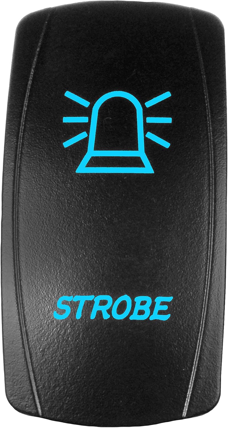 STVMotorsports 5 Pin Laser Automotive Rocker Switches On/Off LED Light 12V 20A - Interior Accessories for Car, Truck, UTV, ATV, Utility and Off-Road Vehicles (Strobe, Blue)