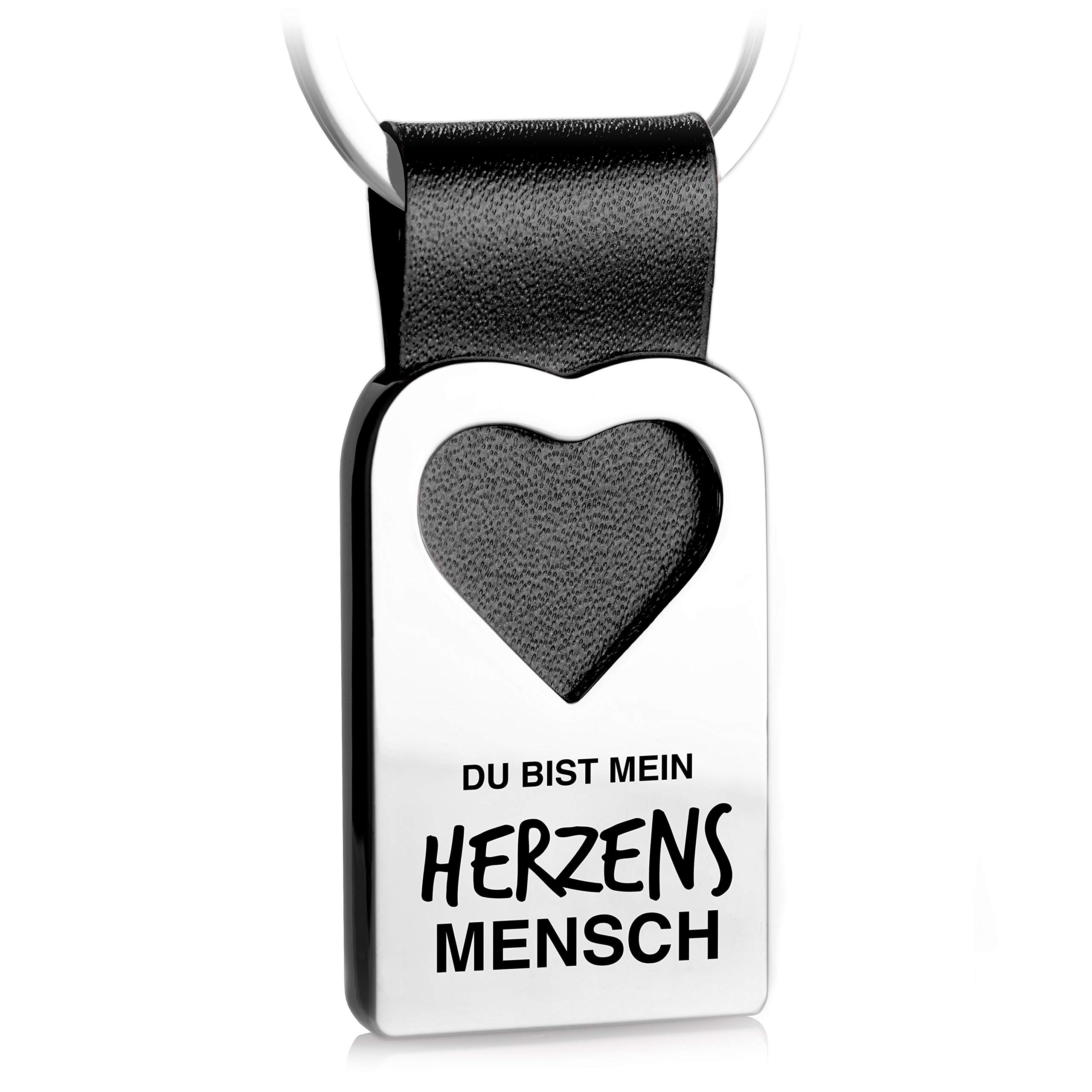 FABACH Heart Keyring with Engraving Leather – Favourite Person Gift Pendant for Lover, Best Friend, Best Friend, Heart Man