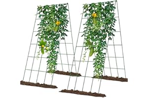 UrGROWA Cucumber Trellis 2 Pack, Foldable A-Frame Garden Trellis for Raised Bed Garden Grow Support with Plant Support Clips, Twist Ties, Plastic Ties, for Cucumber,Tomato, Climbing Plants and Flowers