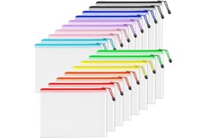 SUNEE Plastic Mesh Zipper Pouch 9.2x12.5 in (9 Colors, 18 Packs),Extra Large Water-Resistant Zip Bag for School Office Supplies, Puzzles & Games Organizing Storage