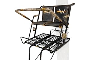 Muddy 2-Person Ladder Tree Stand for Deer Hunting, The Partner, 17' Tall, Black - Adjustable Climbing Treestand with Platform, Straps and Safety Harness for Shooting