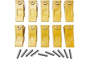 BDI Wear Parts 10 Pack X156L Dirt Teeth Hensley Style Bucket Teeth with 10 Pack P156 Pins for Skid Steer and Mini Excavators