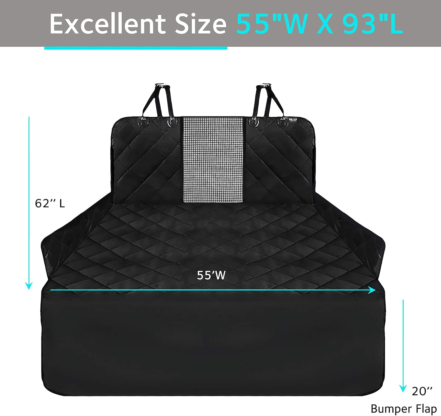 KULULU SUV Cargo Liner for Dogs, Heavy Duty Waterproof Non Slip Durable Liner, Mesh Window for Stress Free Travel, Pet Cargo Cover with Bumper Flap Protector, Universal Fit 55" W X 93" L : Pet Supplies