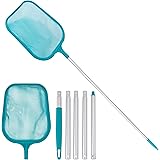 U.S. Pool Supply Swimming Pool 5 Foot Leaf Skimmer Net with 5 Aluminum Pole Sections - Fine Mesh Netting for Fast Cleaning of