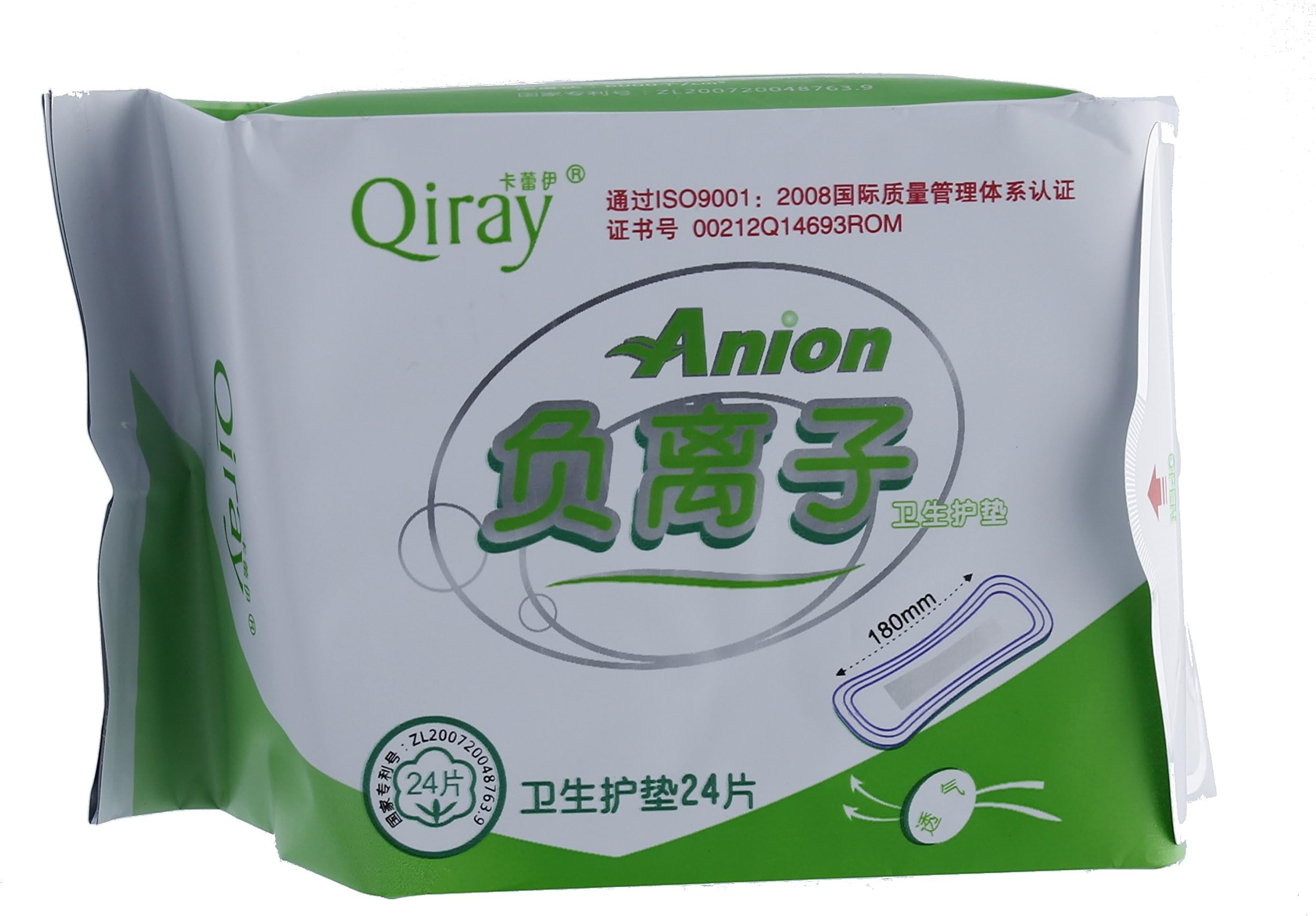 QiRay Anion Santitary Napkin 24 Pads Pantiliner Single Package