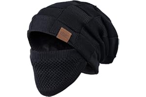 REDESS Beanie Hat for Men and Women Winter Warm Hats Knit Slouchy Thick Skull Cap with Face Cover