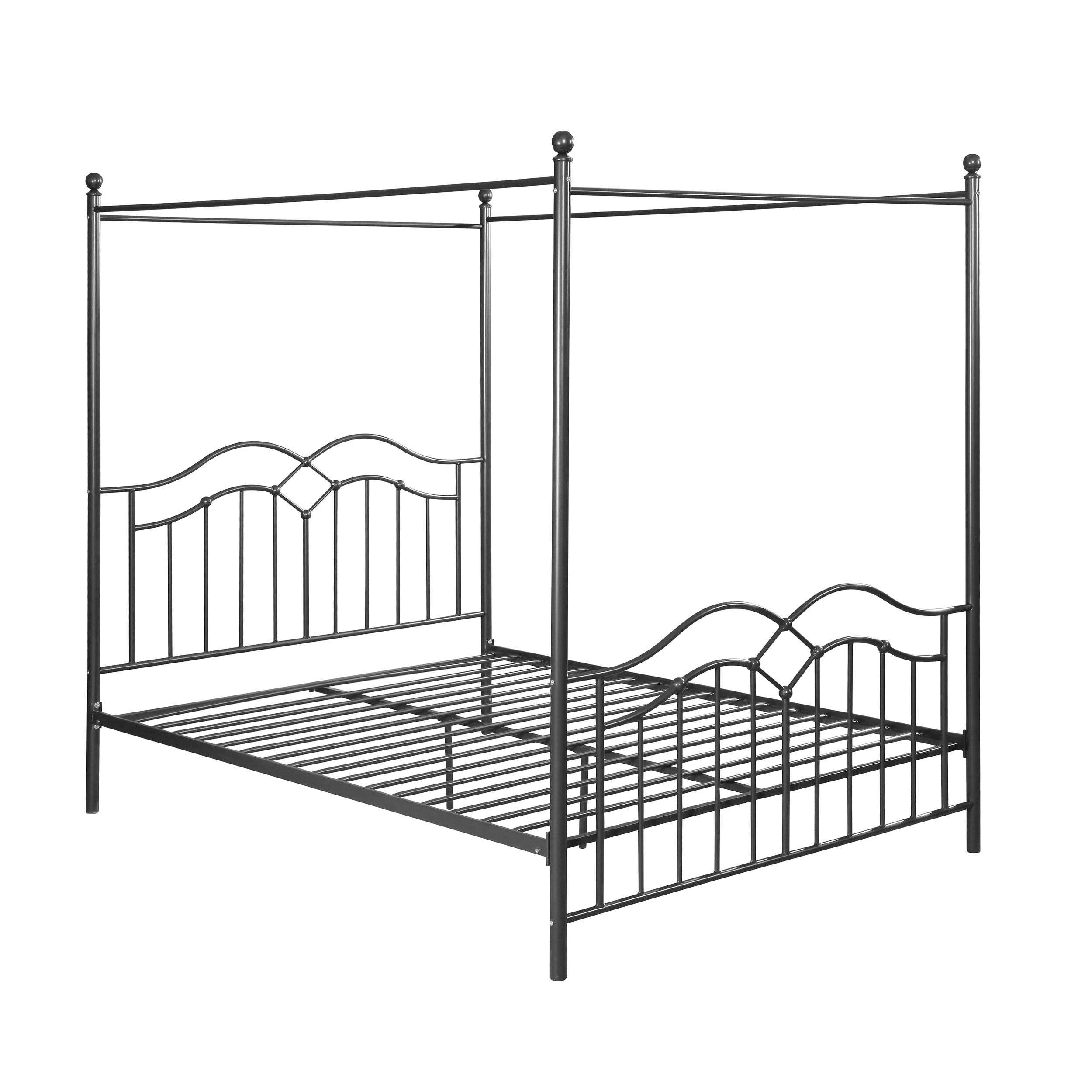 QUEEN Christopher Knight Home 308300 Simona Traditional Iron Canopy Queen Bed Frame, Charcoal Gray
