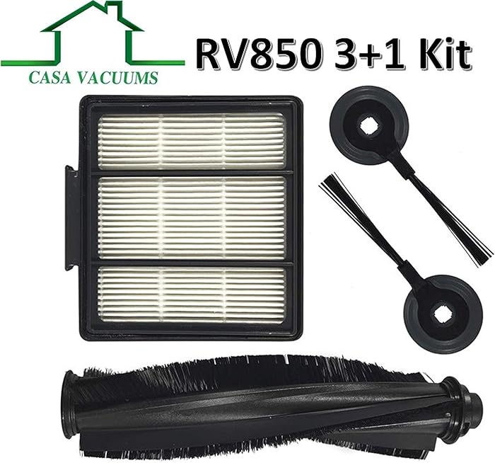 Casa Vacuums 3+1 PK Replacement for Shark ION Robot S87 R85 RV850 RV850BRN, RV850WV, RV851WV, RV700_N, RV720_N, RV750_N Vacuum Cleaner. 1 Main Brush Roller + 2 Side Brushes + 1 Hepa Filter