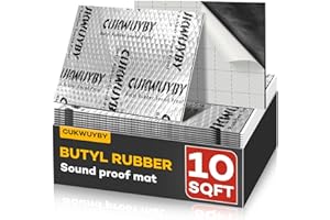 CUKWUYBY Sound Deading Material for Cars, 80mil (2mm) 10 sqft (0.93 sqm) Car Sound Deadening Mat, Butyl Automotive Sound Deadener, Noise Insulation and Vibration Dampening Material (9 pcs)