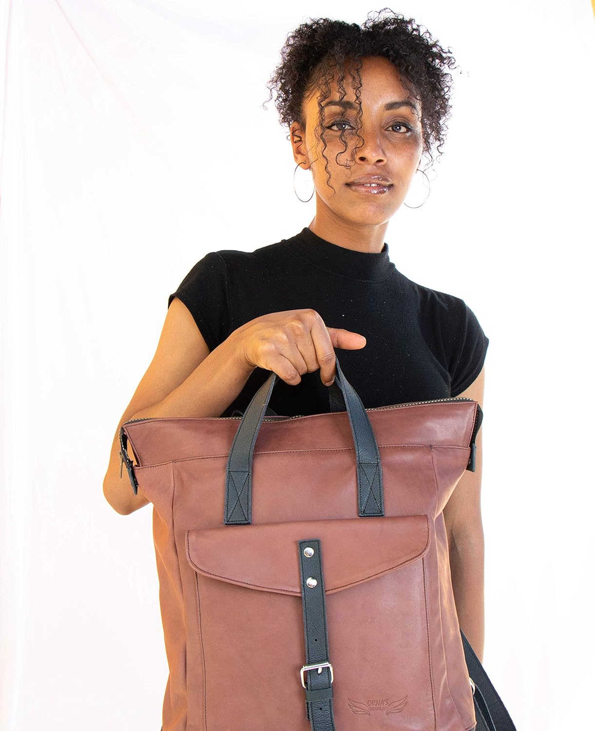 ORNA'S LEATHER ART | EDNA Everyday leather backpack for Women. Practical, Stylish and Spacious Women’s Bag. Real Leather in A Chic Backpack And Contemporary Design, (LIGHT BROWN): Shoes