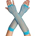 OTPEH Lone Fishnet Gloves Fingerless For Women Fish Net Arm Sleeve Mesh Emo Goth Punk 80s Scene Accessories