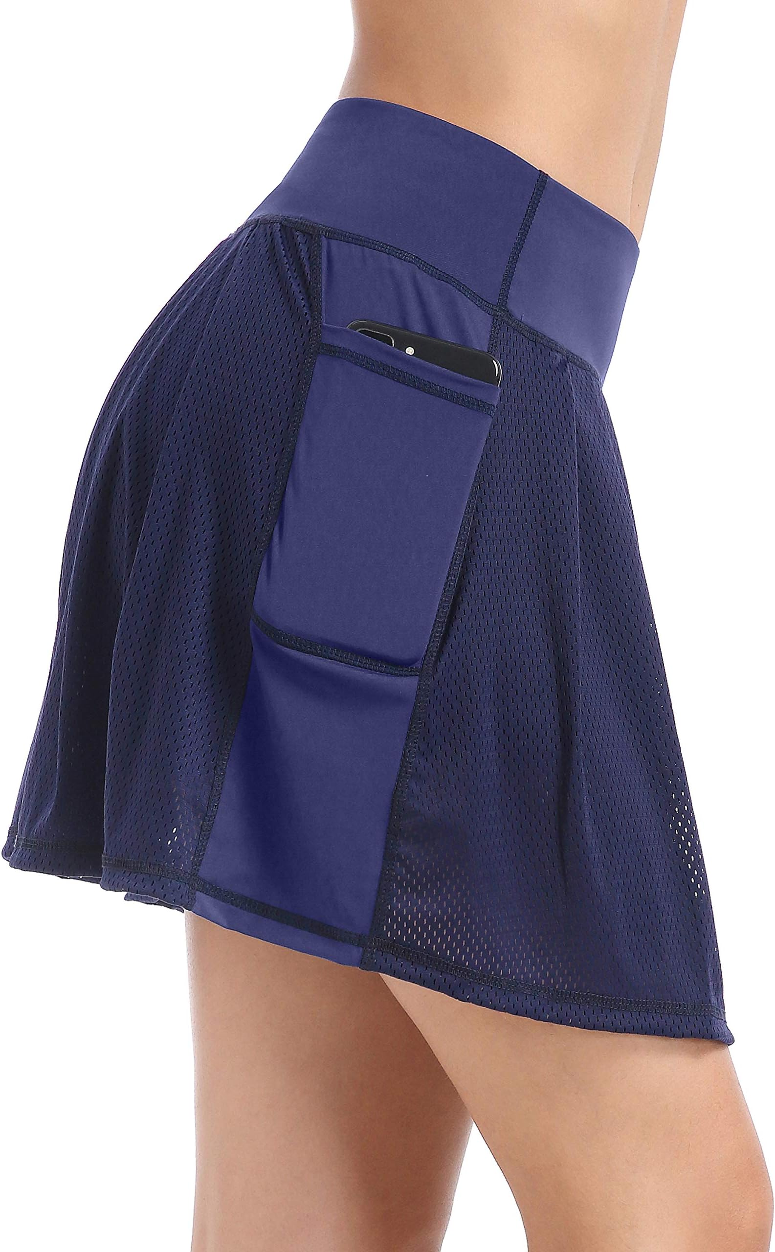 EAST HONG Women's Pocket Tennis Skirts Lightweight Running Sports Golf Skort with Inner Shorts