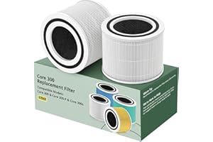 ISINLIVE Core 300 Replacement Filter for LEVOIT Core 300 Core300-P Core 300S Core 300-P VortexAir Air Purifier, Core 300-RF, 3-in-1 HEPA Activated Carbon, 2 Pack, White, Core 300-P
