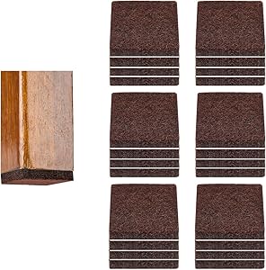 Felt Furniture Pads 1 inch 24 Pieces Pack Brown Square Self Adhesive Furniture Pads Anti Scratch Felt Pads for Chair Feet Heavy Duty 5mm Thick Floor Protector for Hardwood Floor