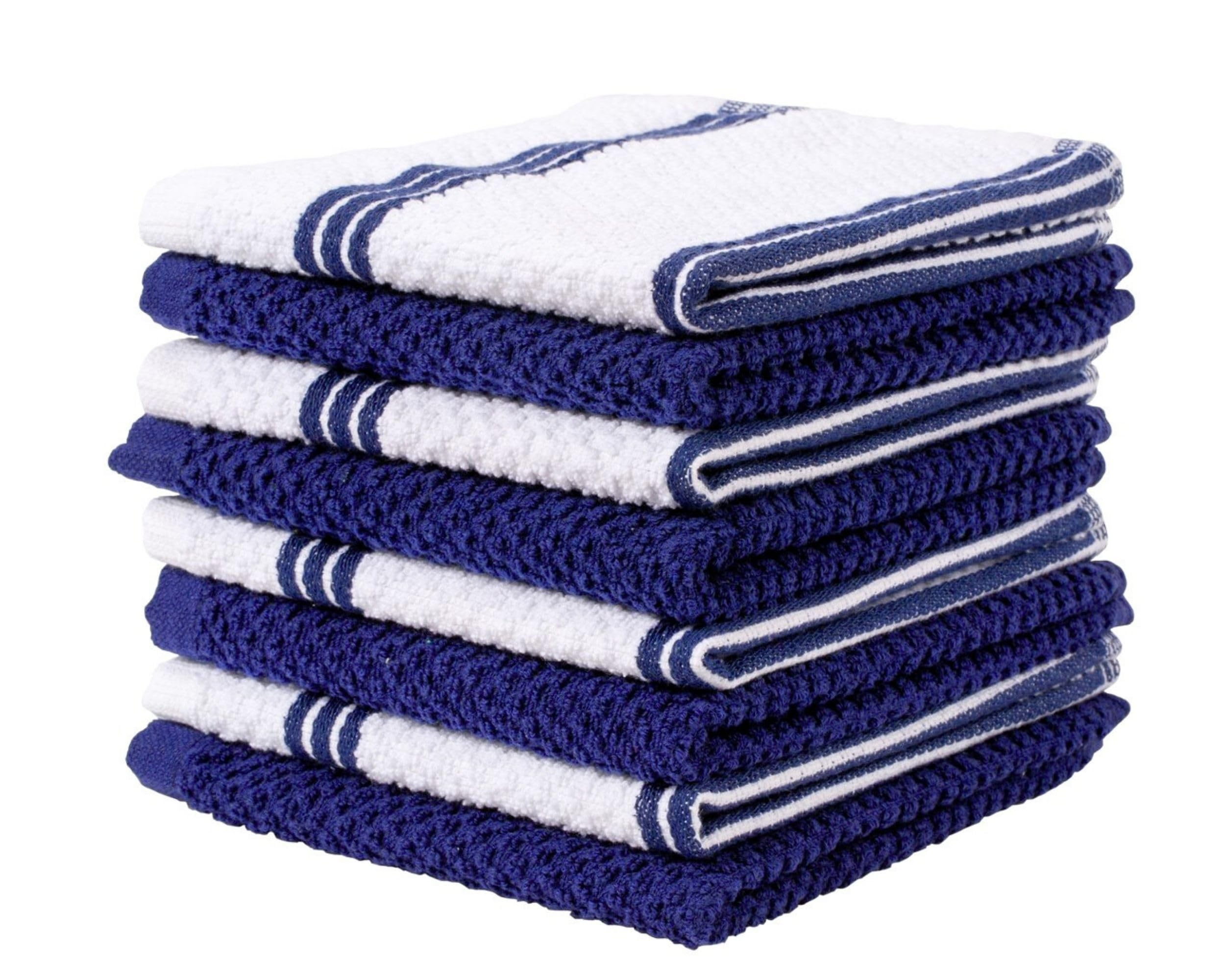 Living Fashions 8 Pack Dish Cloths for Washing Dishes - 100% Cotton Absorbent Dish Towels Size 12" x 12" - Perfect Rags for Washing Dishes - Kitchen Rags and Washcloths for Dishes (Blue)