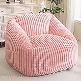 BYBYME Giant Bean Bag Chair for Adults and Kids, Large Comfy Cozy Beanbag, Floor Sofa for Teens, Living Room, Gaming, Reading, Pink