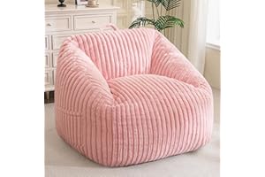 BYBYME Giant Bean Bag Chair for Adults and Kids, Large Comfy Cozy Beanbag, Floor Sofa for Teens, Living Room, Gaming, Reading, Pink