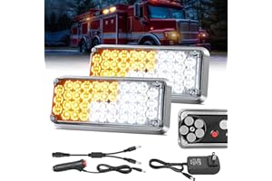 Nilight 2PCS 42LED Amber White Wireless Magnetic Strobe Lights Portable Warning Hazard Light Surface Mount Waterproof 5 Patterns for 12V 24V Cars Trucks Van Off Road Vehicles ATV