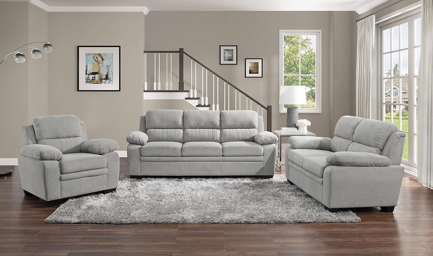 Amazon Com Lexicon Vega 3 Piece Living Room Set Light Gray Furniture Decor