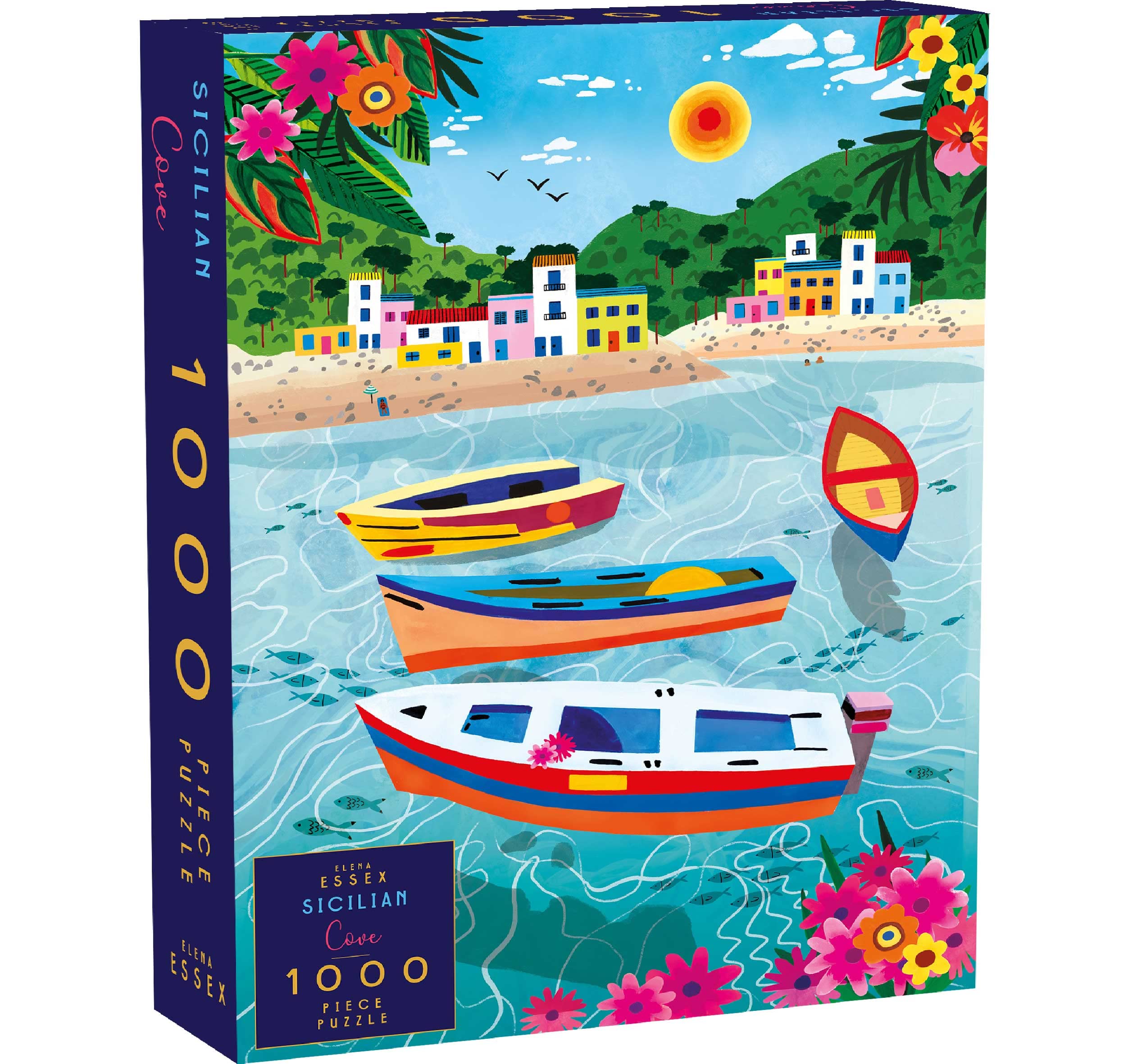 Elena Essex Jigsaws 1000 Pieces for Adults - Sicilian Cove/Puzzles for Adults/Adult Puzzles/Holiday Boat Italy Sea Beach Puzzle/Jigsaw Puzzles Size 50x70cm