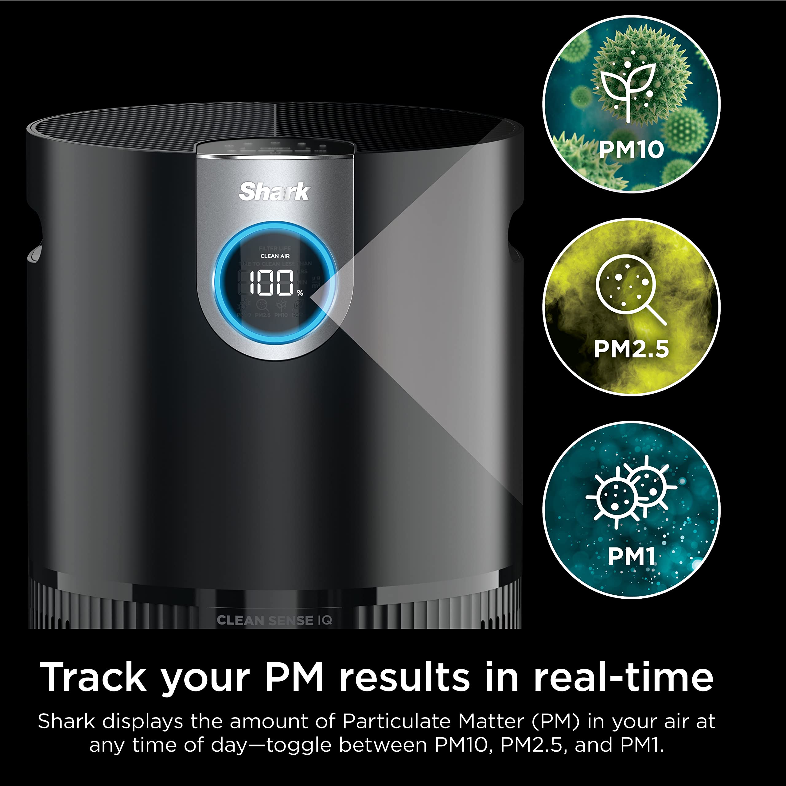 Shark Air Purifier for Home, Office, and Bedroom, Clean Sense Technology, HEPA Air Filter, 1200 Sq Ft, Captures 99.98% of Particles, Pet Dander, Pollutants, Dust, Smoke, Allergens & Smells, HP202