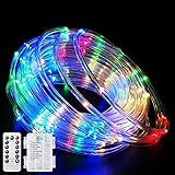 Fatpoom LED Rope Lights Battery Operated String Lights 40Ft 120 LEDs 8 Modes Outdoor Waterproof Fairy Lights Dimmable/Timer w