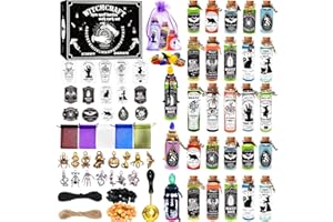 Ainswei Halloween Decorations Indoor,135Pcs Potion Bottles Halloween Decor,Witch Halloween Decorations with Stone,Apothecary Witch Lables Decoration For Home Room Party Supplies