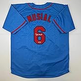 Facsimile Autographed Stan Musial St. Louis Blue Reprint Laser Auto Baseball Jersey Size Men's XL