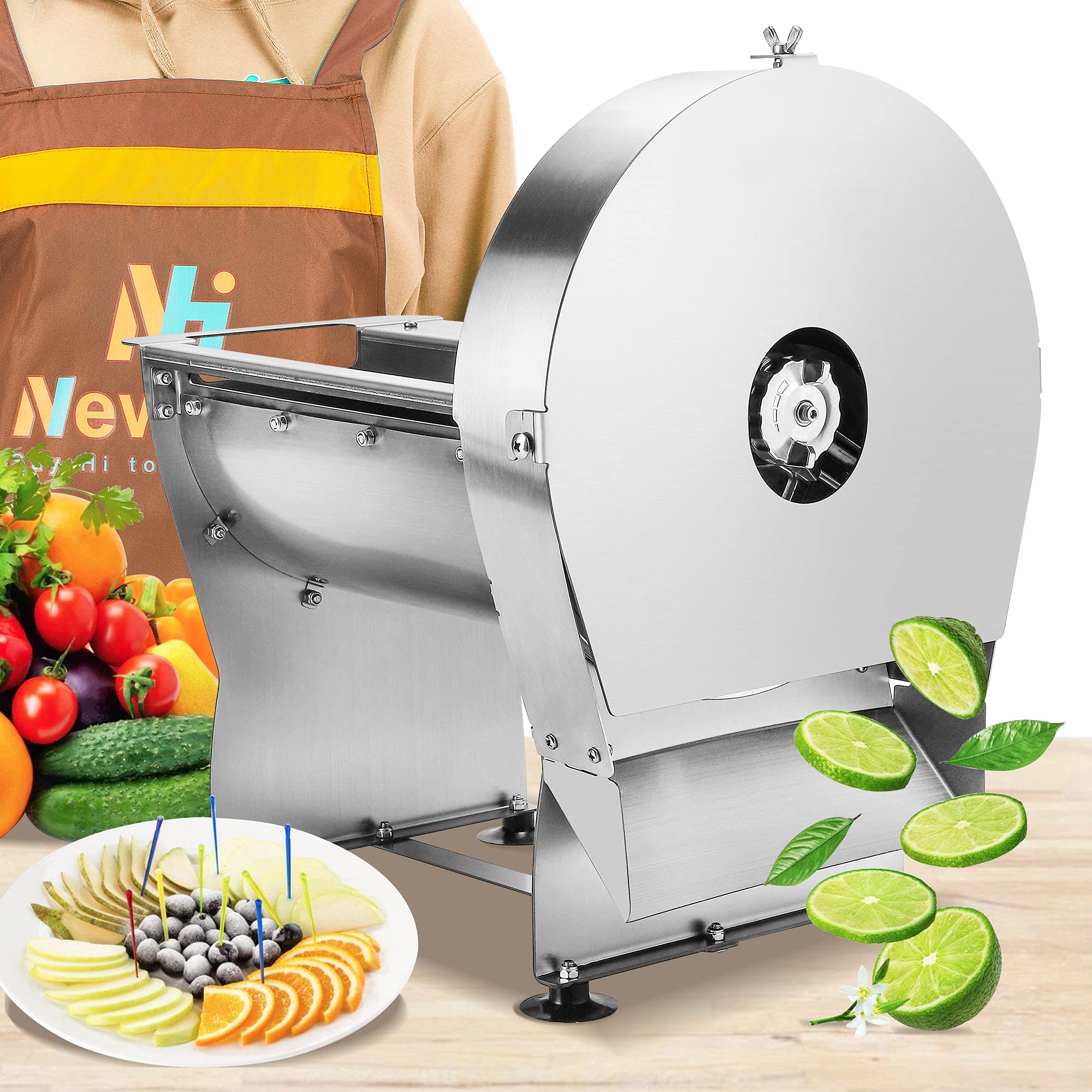 Photo 1 of *MINOR DAMAGE - USED*
Newhai 0-10mm Commercial Onion Slicer Potato Chips Sweet Potato Tomato Slicing Machine Electric Cabbage Shredder Machine Vegetable Fruit Processor 0-0.4’’ Stainless Steel
