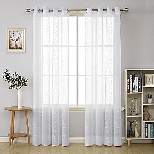 Deconovo Stickerei Ösenvorhang Transparent Gardinen Wohnzimmer Vorhang