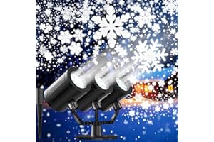LURIOUS Snowflake Christmas Projector Lights Outdoor 2025 Upgraded Triple Head Snowflake Projector with Timer Waterproof LED Snowfall Projector for Holiday for Christmas Decoration