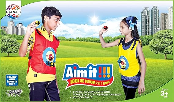 Ratnas Aim It Indoor & Outdoor 2 in 1 Target Game with Velcro Vests and Balls for Kids Ages 3+