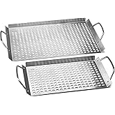 Outset 76630 Stainless Steel Grill Topper Grid, Set of 2, 11"x7" and 11"x17"