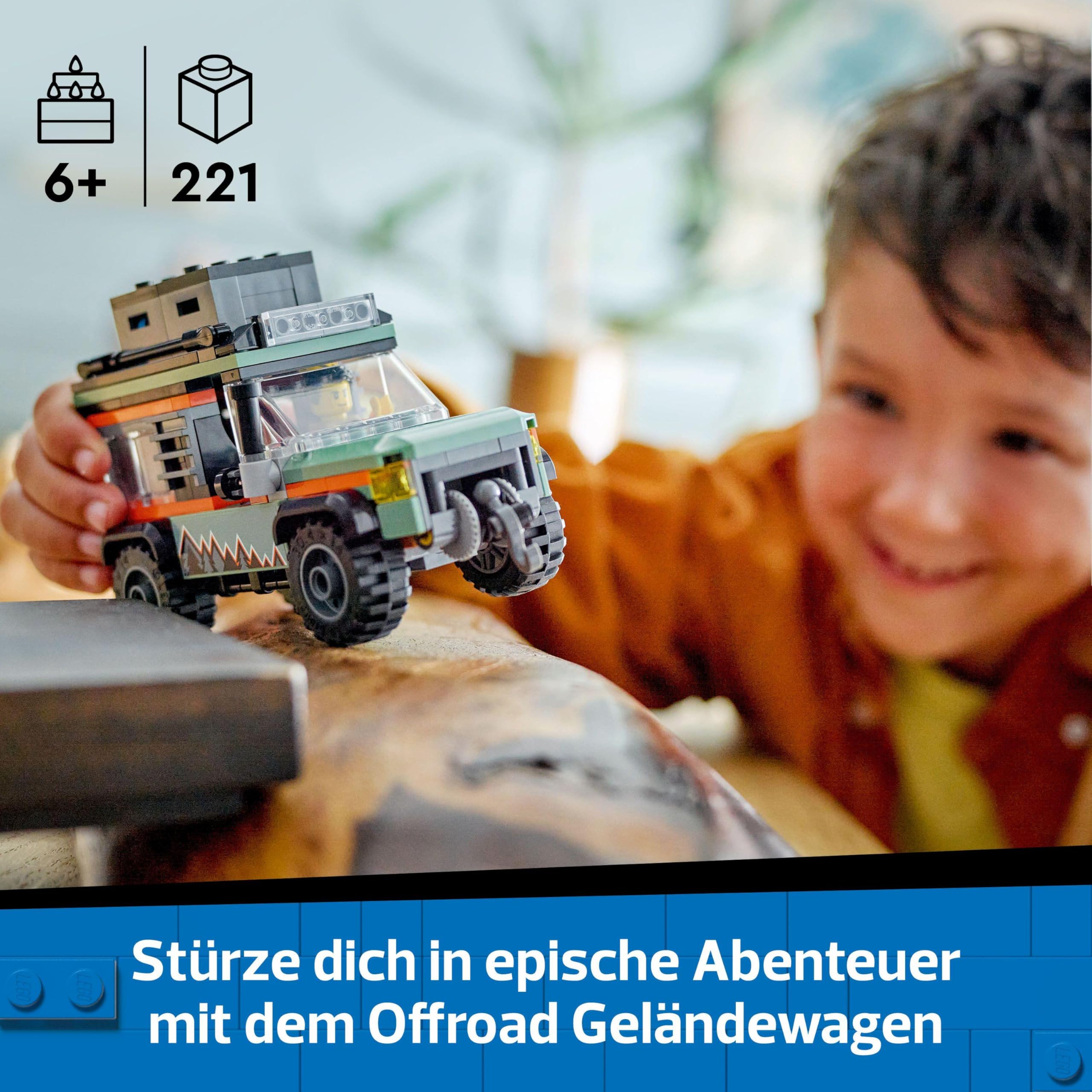 LEGO City Offroad Geländewagen - Bauspielzeug Set für Jungen und Mädchen ab 6 Jahren - Geschenk zum Geburtstag oder für Feiertage - Inkl. Abenteurer Minifigur und Zubehör 60447 2