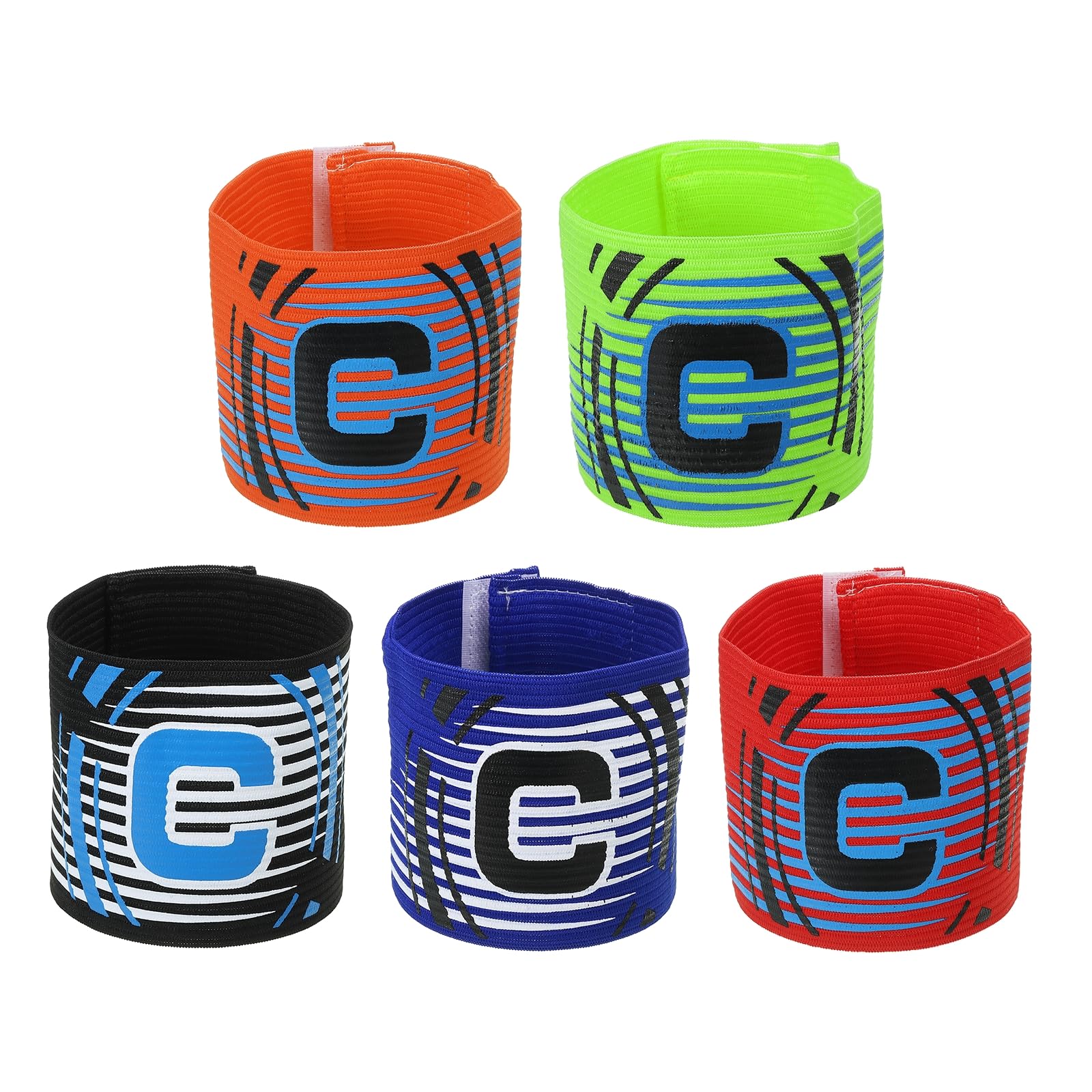 PATIKIL Captain Armband, 5 Pack Adjustable Elastic Football Captain's Arm Band for Outdoor Football Training Team, 5 Colors