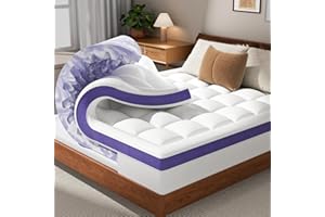 ChiXpace Dual Layer 4 Inch Memory Foam Mattress Topper Queen - 2 Inch Gel Memory Foam and 2 Inch Pillow Top Mattress Pad, 7-Zone Egg Crate Mattress Topper