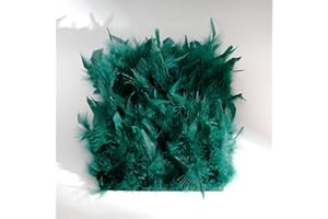 AMUSEDIY Green Turkey Feather Trim Fringe for DIY Dress Skirt Crafts，Feathers Trim by The Yard Width 4-6 inches Costumes Decoration per Pack of 2 Yards