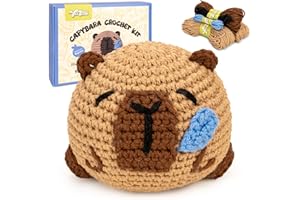 Yeezhee Crochet Kit for Beginners, Crochet Animals Kit with Step - by - Step Video Tutorials, Beginner Knitting Kit for Adults and Kids, Learn to Craft DIY Crocheting Kit (Capybara)