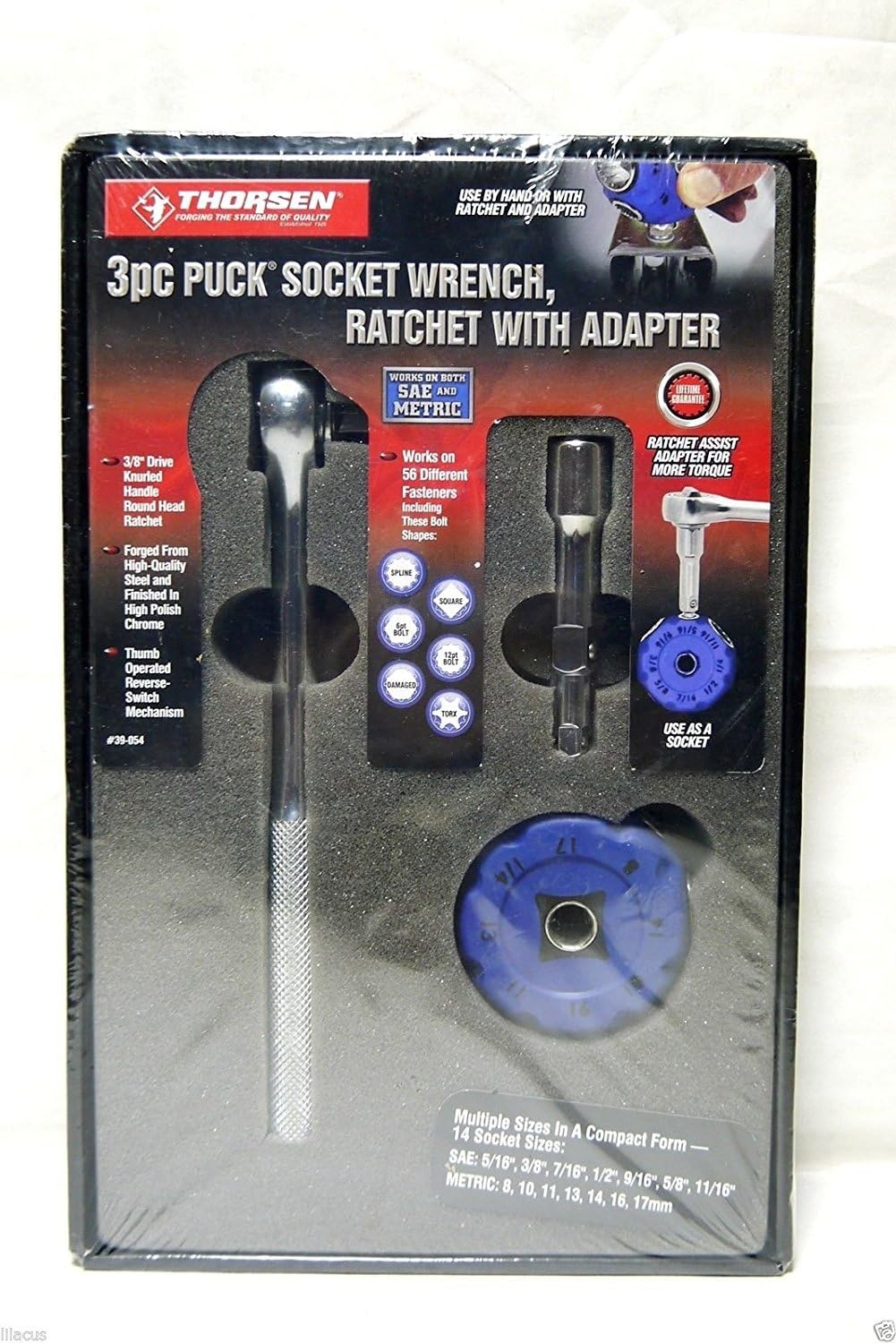 3-Piece Puck Socket Wrench with Adapter, 39-054 Thorsen